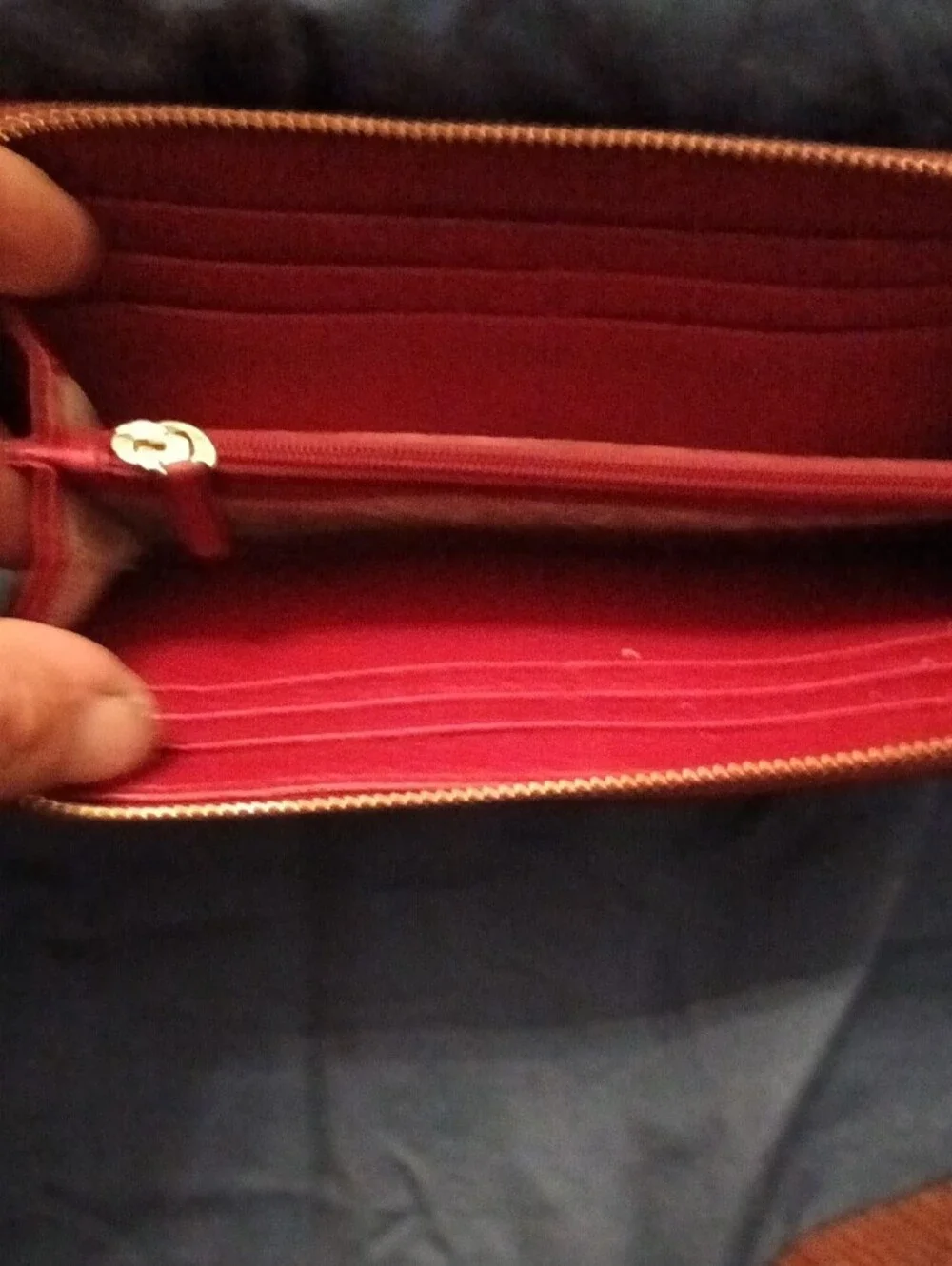 Michael Kors Cherry Red Pebbled Leather Zip Wallet with MK Medallion